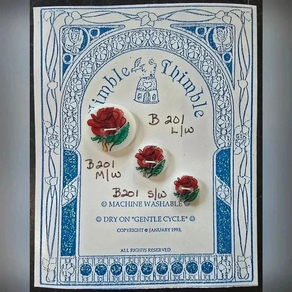 Vintage Nimble Thimble Red Rose Buttons 1993 - Picture 1 of 5